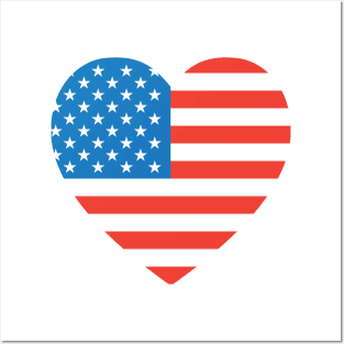 Heart Love USA FLAG 4th Of July & America Summer Party Patriotic Decoration and Gifts Posters and Art